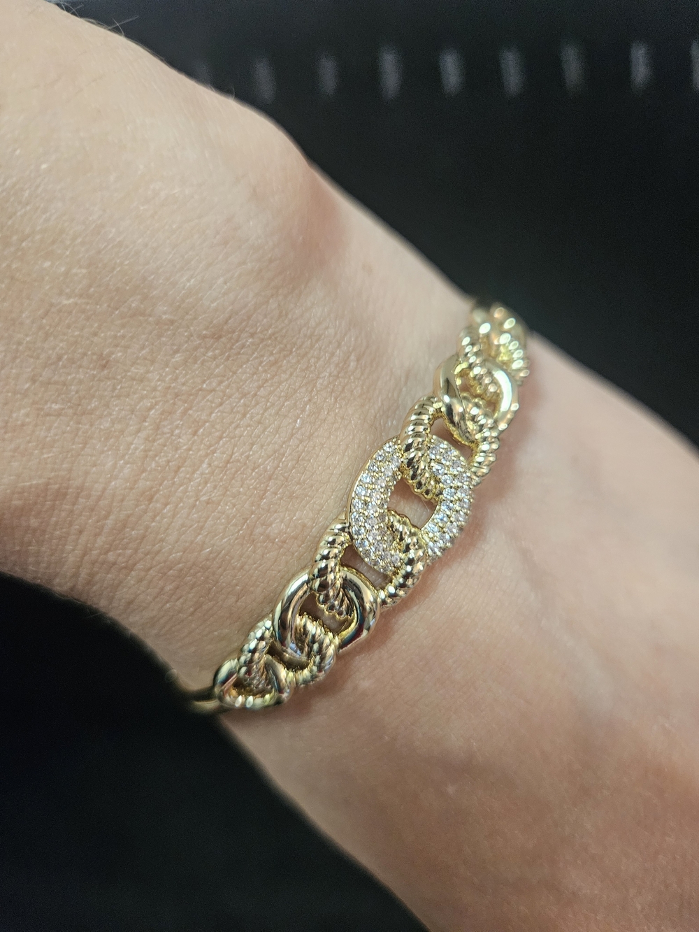 Gold Filled Tone Pave Link Bracelet